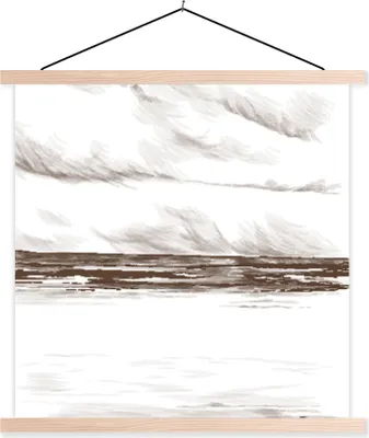 Produktbild von MuchoWow® Textilposter Strand - Meer - Himmel 60x60 cm mit holzfarbenen Rahmen - Wanddekoration