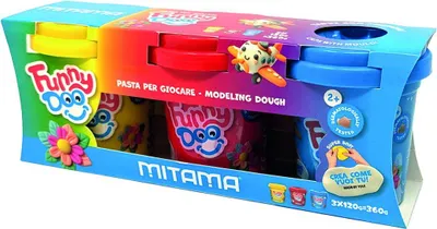 Image de Pâte à modeler, set de 3 couleurs, 3x120 g, rouge, bleu, jaune, MITAMA 63848