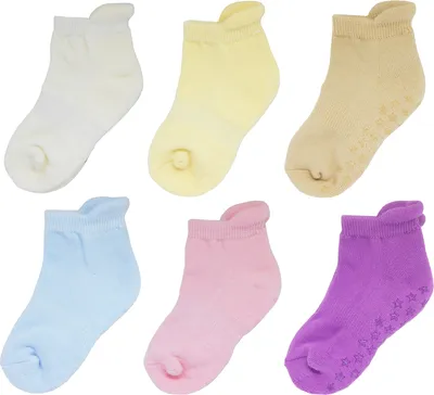 Produktbild von YALION 6 Paar Kinder Antirutschsocken Jungen Mädchen Baumwolle Babysocken Haussocken Thermosocken Krabbelsocken Weich,  Schweiß Absorbierend, Atmungsaktiv und Elastisch(14/15 EU, A7)
