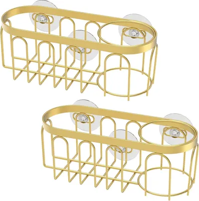 Produktbild von 2 Stück Schwammhalter Edelstahl für Küchenspüle, 2-in-1 Organizer mit Saugnapf & Abflussregal, Rostfrei & langlebig