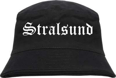 Produktbild von Stralsund Fischerhut - Altdeutsch - bedruckt - Bucket Hat Anglerhut Hut Schwarz L/XL