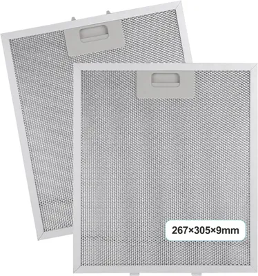 Produktbild von Dunstabzugshauben-Zubehör 2 Stück 305 x 267 x 9 mm Dunstabzugshaubenfilter, Fettfilter für Dunstabzugshauben, 5-lagiger Aluminiumfilter, geeignet für