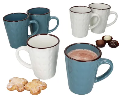 Obrázek produktu pro 6x Řím modré a bílé hrnky na kávu 320ml H11,5cm 6 osob šálky na latte a kakao na čaj