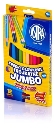 Produktbild von ASTRA Jumbo dicke dreieckige Bleistifte 12 Farben