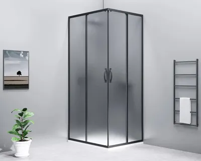 Imagen del producto de Puerta de ducha rectangular Gelco SIGMA SIMPLY BLACK, 1000x900 mm, versión para instalación en esquinas (izquierda/derecha), entrada por un lateral, vidrio Brick