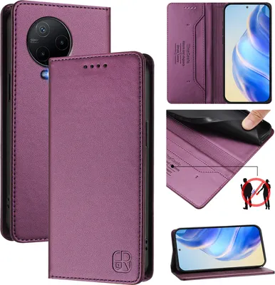 Produktbild von Lederhülle für Infinix Note 12 (2023)/Note 12 Pro 4G Hülle Flip Brieftasche Kartenfächern Ständer Schutzhülle Lila