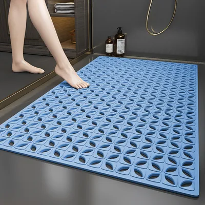 Obrázek produktu pro 40x70cm Modrá sprchová rohož do vany s přísavkami, odtokové otvory, protiskluzová rohož do vany, omyvatelná v pračce, rychlý odtok vody