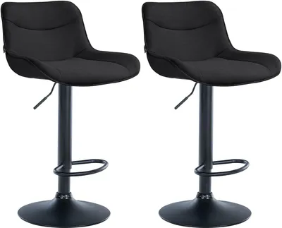 Produktbild von DELUKE® Barhocker 2er Set TAMPA - Schwarz, Stoff, Schwarz | Barhocker mit Lehne Barstuhl Tresenhocker Tresenstuhl Kneipenhocker Kneipenstuhl