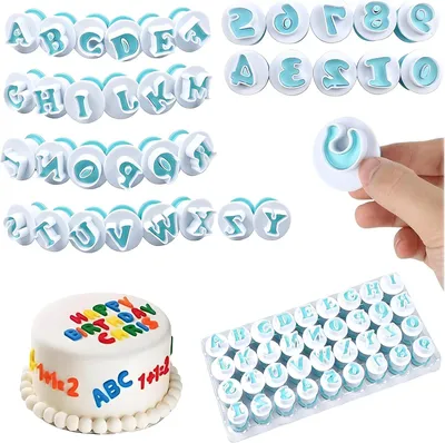 Imagen del producto de Juego de cortadores de letras, de 36 piezas, reutilizables, para fondant y galletas