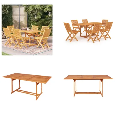 Produktbild von vidaXL 7 tlg. Garten Essgruppe Massivholz Teak - Garten-Essgruppe - Garten-Essgruppen - Gartenmöbel-Set - Gartenmöbel-Sets