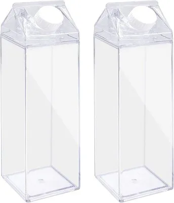 Productafbeelding van Melkfles set van 2 - 500ml glashelder - met herbruikbare stickers - personaliseert je fles