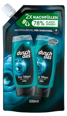 Produktbild von Duschdas for Men Nachfüller 3 in 1 Duschgel und Shampoo 500 ml