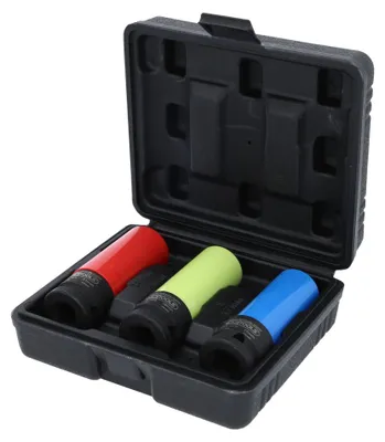 Produktbild von KS Tools 515.1070, Steckschlüssel-Satz, 1/2", 3 Kopf/Köpfe, Chrom-Molybdän-Stahl, ISO 1174, DIN 3121, 780 g