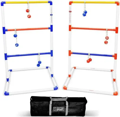Immagine prodotto di Set di gioco da golf a doppia scala blu-rosso con vere GolfBolas nella sacca - Bellissimo gioco di lancio di alta qualità