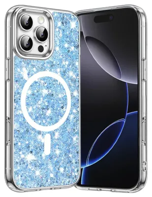 Produktbild von Techsuit Sparkly Glitter Back Cover Hülle für Apple iPhone 16 Pro Max - Blau