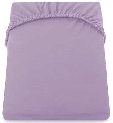 A lavender fitted sheet is folded and presented on a white background.