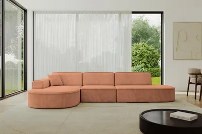 Produktbild von ALTDECOR Ecksofa in L-Form MARI-L2 - 328x171x79,5 cm Apricot - Corner Sofa Bett Eckcouch Couch Wohnlandschaft Cauchsofa