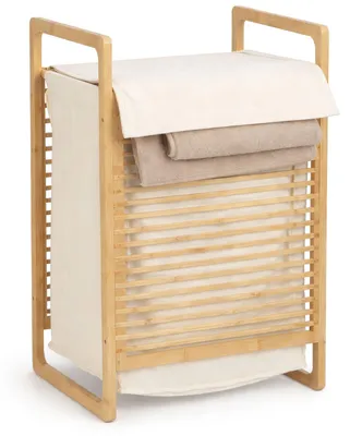 Produktbild von BURI Bambus Badmöbel | Eckregal Badezimmerregal Wäschekorb | 3 Varianten Badregal Standregal Bad Aufbewahrung Badmöbel Bambus Badezimmer Möbel