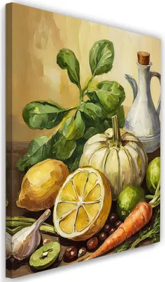 Produktbild von Leinwandbild Gemüse Obst Lebensmittel 80x120 Feeby Beige bild für die wand bereit zum aufhängen