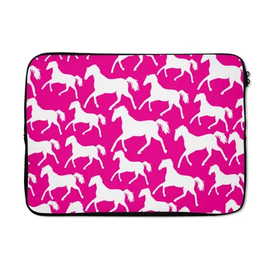 Produktbild von MuchoWow® Laptop Hülle 13 Zoll Pferde - Weiß - Tiere - Mädchen - Kinder - Mädchen Laptoptasche - Laptophülle - Sleeve - Rundumschutz
