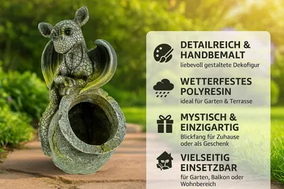 Produktbild von Drachenkind Gartenfigur Gargoyle Drache Pflanztopf Pflanzkübel Übertopf Polyresin