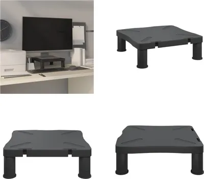 Image de vidaXL Support d'écran noir 33,5x34x10,5 cm - Support d'écran - Rehausse de bureau - Rehausse d'écran - Support d'écran
