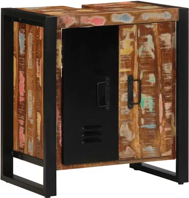 Image de vidaXL Armoire de salle de bain avec étagère Marron Bois massif upcyclé