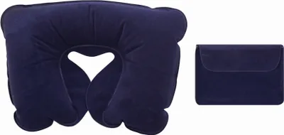 Produktbild von Nackenhörnchen Blau Flugzeug und Reise Nackenkissen mit samtiger Oberfläche – Nackenstützkissen mit kleiner Tasche