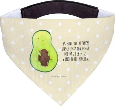 Produktbild von Mr. & Mrs. Panda Halstuch Für Hunde Avocado Kern - Gelb Pastell - Geschenk, Wunder, Pflanze, Hals Tuch, Spruch Leben, Hundehalstuch, Hund, Bandana, Baby
