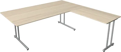 Produktbild von Schreibtisch start up Fuß silber BxT 200x200cm ahorn