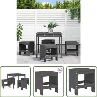 Image de The Living Store Ensemble de jardin 5 pièces Gris Pin massif
