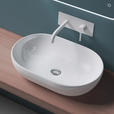 Produktbild von Mai & Mai Waschbecken Aufsatzwaschbecken BTH: 60x42x14cm aus Keramik weiß mit Nano-Beschichtung Brüssel322