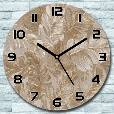 Produktbild von Wanduhr aus Glas Rund fi 30 Elegante Blätter Quarz Deko Schlafzimmer Büro