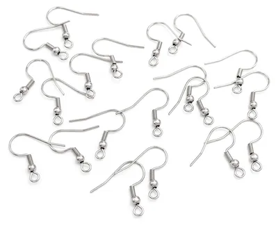 Produktbild von Vintageparts Ohrhaken 304 Edelstahl platinfarben mit Fädelloch (20 Stück)