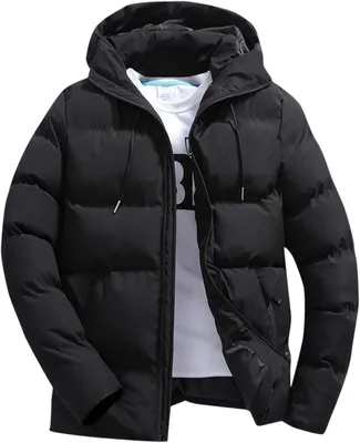 Produktbild von ASKSA Winterjacke Herren Steppjacke mit Kapuze Warme Stepp Outdoor Winter Puffer Jacke Herrenjacken uebergangsjacke mit Reissverschluss (Schwarz,M)