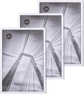 Produktbild von Famanu Fotolijst A3 weiße Holzrahmen - Set von 3 mit bruchsicherem Acrylglas
