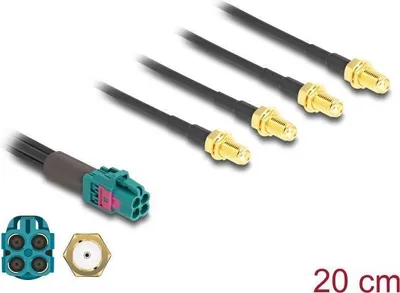 Produktbild von DELOCK Kabel mini  FAKRA Z Buchse quad zu 4 x SMA Buchse