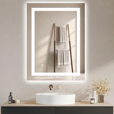 Produktbild von IMPTS LED Badspiegel mit Beleuchtung 90x60cm Dimmbar Badezimmerspiegel Kaltweiß 6500K Wandspiegel mit Touch Sensor Lichtspiegel