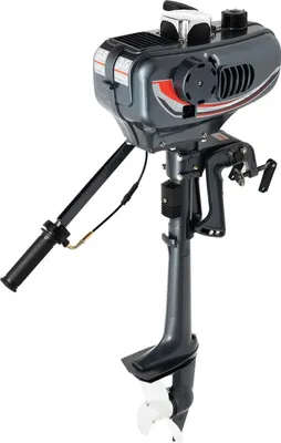 Obrázok produktu pre Zvonkový motor pre člny – 3,5 k, 2-takt, 49 cm³, manuálny štart, spojkové prevody – vhodný pre malé rybárske člny – hliníková zliatina – sivá farba