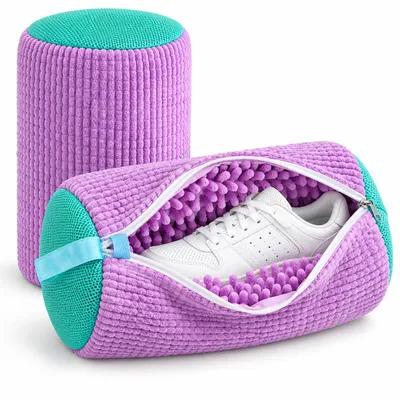 Zdjęcie produktu dla 2-częściowa torba do prania butów Premium Edition 2025 do pralki, torba do prania butów sneakersowych z puchem czyszczącym 360° i zamkiem błyskawicznym.