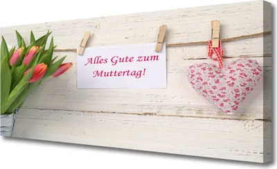 Imagen del producto de Cuadros decorativos de lienzo, 125x50 cm, impresión artística en lienzo, diseño de tulipanes en forma de corazón