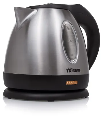 Productafbeelding van Tristar WK-1325, 1,2 liter, 850 watt, zwart, roestvrij staal, roestvrij staal, waterniveau-indicator, draadloos