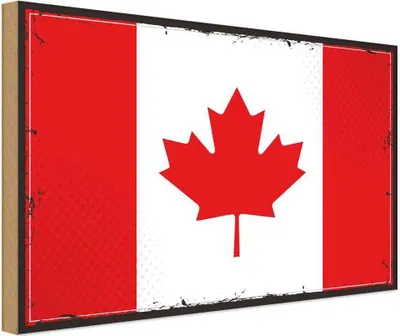 Immagine prodotto di vianmo Insegna in legno 30x40 cm Bandiera Kanadas Retro Flag of Canada