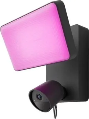 Produktbild von Philips Hue Secure Flutlicht Kamera, IP-Sicherheitskamera, Draußen, Kabellos, Wand, Schwarz, Patrone (Form)