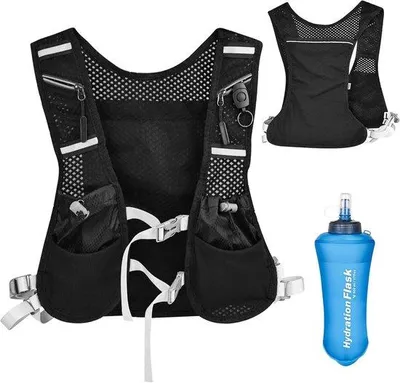 Produktbild von Famanu Laufweste für Damen und Herren - 1 Trinkflasche 500 ml - verstellbare Brustbänder - ultraleicht - reflektierend