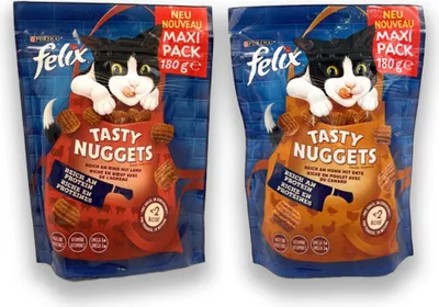 Produktbild von Felix Tasty Nuggets Katzensnack Reich an Rind mit Lamm 180 g
