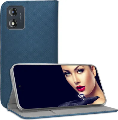 Produktbild von Bookstyle Schutzhülle Klapphülle Schutztasche Etui Cover für Motorola Moto E13 (6.5'') - Blau