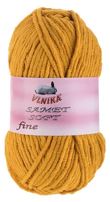 100g Strickgarn Samet Soft Fine Chenille senfgelb