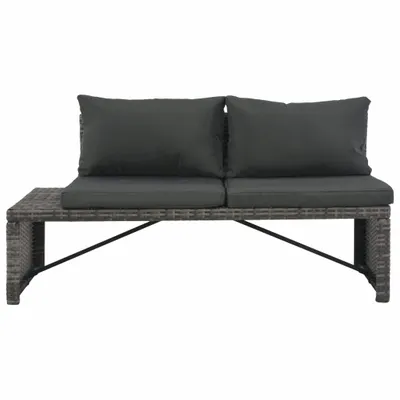 Image de vidaXL Ensemble de salon de jardin 3 pièces avec coussins Poly Rattan Gris
