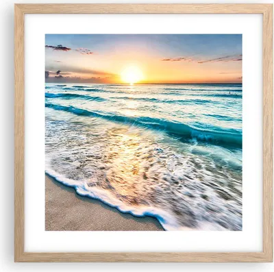Produktbild von Gerahmtes Poster - Rahmen in heller Eiche - Meer Welle Strand - 40x40 cm - Wand Bild - Wanddeko - Wandbilder - Wandposter - Bilderrahmen - Bilder - Kunstdruck - Wandbild - P2NAC40x40-3621